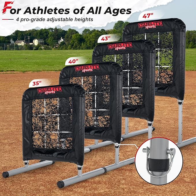 Heavy-Duty 9 Hole Pro Style Baseball & Softball Pitching Net with Strike Zone Target - Adjustable Portable Design for Training, Includes 4 Stakes & 2 Sandbags-StrideForce Fitness