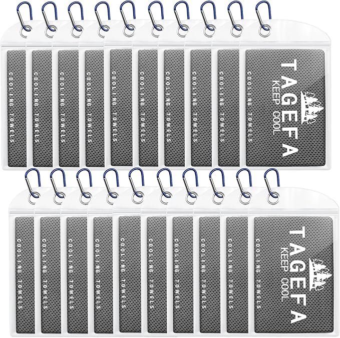 Cooling Towels 20 Pack, 40"x 12" Cooling Rags Neck Wraps for Sports with Carrying Pouch, Gym Cooling Neck Towels for Hor Weather, Sweat, Fitness, Travel-StrideForce Fitness