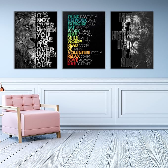 Motivational Canvas Painting Wall Art Execution Grind Hustle Inspirational Wall Art Success Entrepreneur Poster Positive Quotes Wall Poster Framed for Home Office Wall Decor[72''Wx 36''H]-StrideForce Fitness