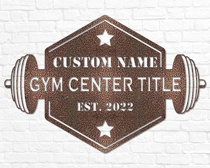 Personalized Gym Sign with Name | Hexagon Gym Garage Decor | Gym Decor for Home Gym | Established Signs for Workout Room | Gift for Athlete-StrideForce Fitness