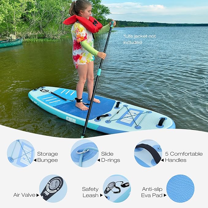 Niphean（Ultra-Light）Inflatable Paddle Board with (Beginner Friendly) StabilTrac Fin and Durable SUP Accessories, 10' Stand Up Paddle Boards for Adults & Youth, Versatile Yoga Paddle Board, Gift Ideas-StrideForce Fitness