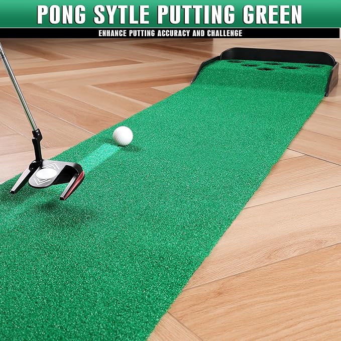 CHAMPKEY Golf Putting Green Indoor - Advanced Guides Golf Putting Mat - Enhance Putting Accuracy and Challenge-StrideForce Fitness