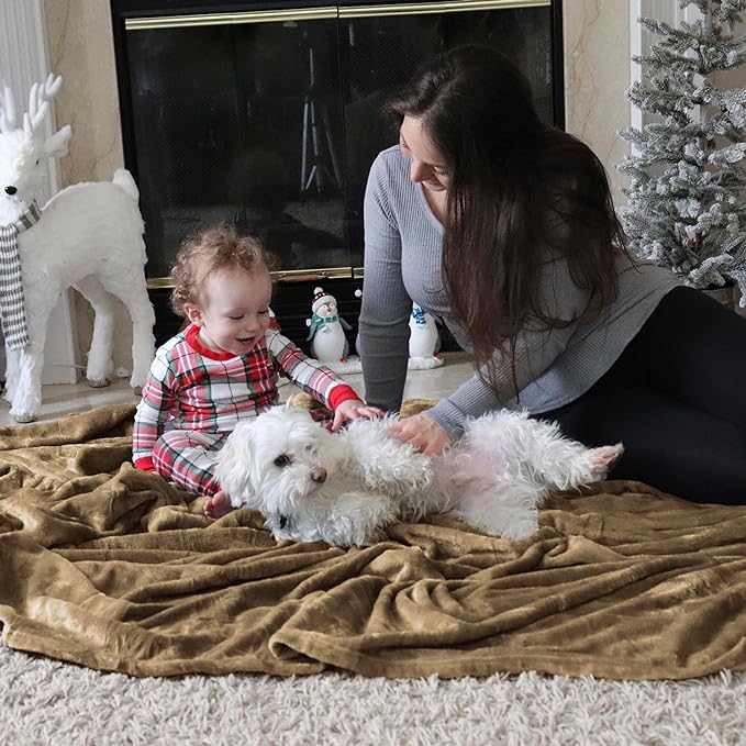 Bedsure Fleece Blankets Queen Size Camel - Bed Blanket Soft Lightweight Plush Fuzzy Cozy Luxury Microfiber, 90x90 inches-StrideForce Fitness