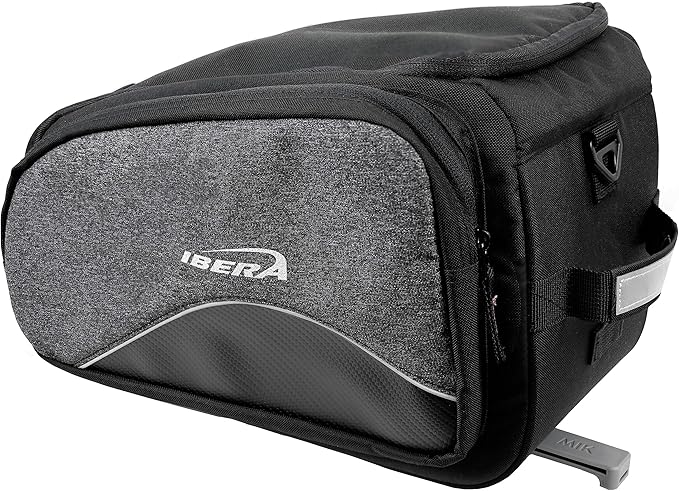 Ibera Bike Bag MIK Expandable Commuter 15-25L - Clip-On bike Bags For Bicycles with Expandable Pannier, Laptop Sleeve & Strap - Reflective Trim & Taillight Ready - Bike Rack Bag ONLY FOR MIK RACKS-StrideForce Fitness