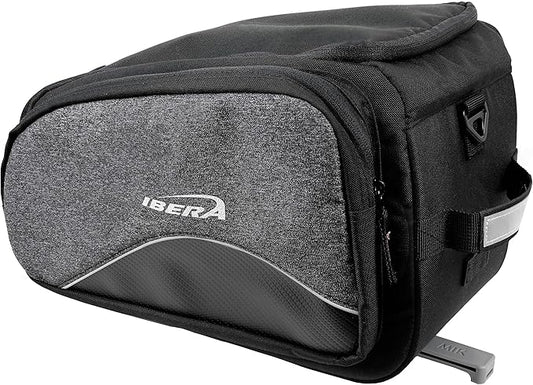 Ibera Bike Bag MIK Expandable Commuter 15-25L - Clip-On bike Bags For Bicycles with Expandable Pannier, Laptop Sleeve & Strap - Reflective Trim & Taillight Ready - Bike Rack Bag ONLY FOR MIK RACKS-StrideForce Fitness