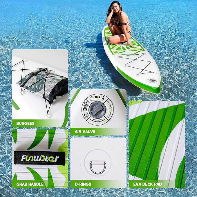 FunWater Inflatable Ultra-Light Stand Up Paddle Board for All Skill Levels with Premium SUP Paddleboard Accessories,Non-Slip Comfort Deck for Youth & Adults-StrideForce Fitness
