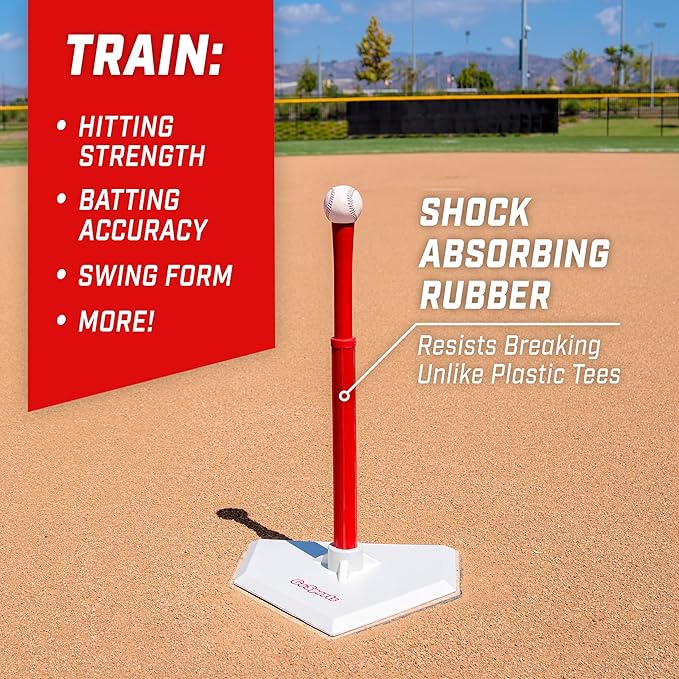 GoSports Baseball & Softball Batting Tees - Choose Jr. or Standard - Adjustable Rubber Hitting Tee-StrideForce Fitness