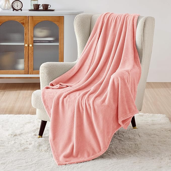 Bedsure Fleece Throw Blanket for Couch Pink - Lightweight Plush Fuzzy Cozy Soft Blankets and Throws for Sofa, 50x60 inches-StrideForce Fitness