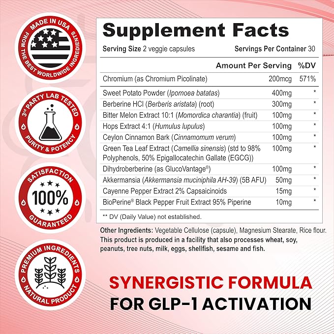 Zenrenu GLP-1 Supplement for Women-Natural Appetite,Craving & Loss Support – Akkermansia Probiotic, Super Berberine & Cinnamon,11-in-1 Gut & Metabolism Support - GLP1 Activate -60 Vegan Caps-StrideForce Fitness