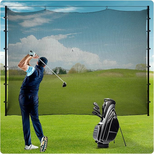 Sports Netting,Golf Practice Net Hitting Net with 33Feet Nylon Rope Also for Baseball, Hockey, Soccer, LAX and More - 10x10ft/10x15ft/10x20ft/10x25ft/10x30ft/10x40ft/10x50ft-StrideForce Fitness