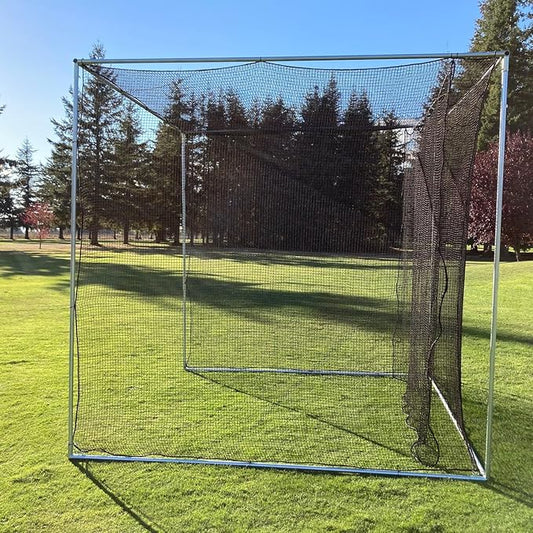 LFS 10x10x10 ft Golf Practice Cage Net with Pre-Installed Impact Baffle – Heavy-Duty #15 Knotted Nylon, 125 lb Break Strength – Frame Not Included-StrideForce Fitness