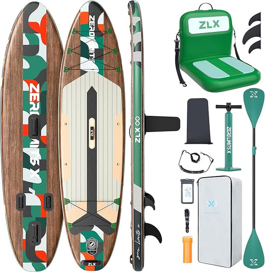 ZLX Inflatable Stand Up Paddle Board, 10'6" SUP Non-Slip Stable Deck Pad, Unique Center Fin, Premium Accessories, Portable Paddleboard for Adults, Beginners, All Skill Levels-StrideForce Fitness