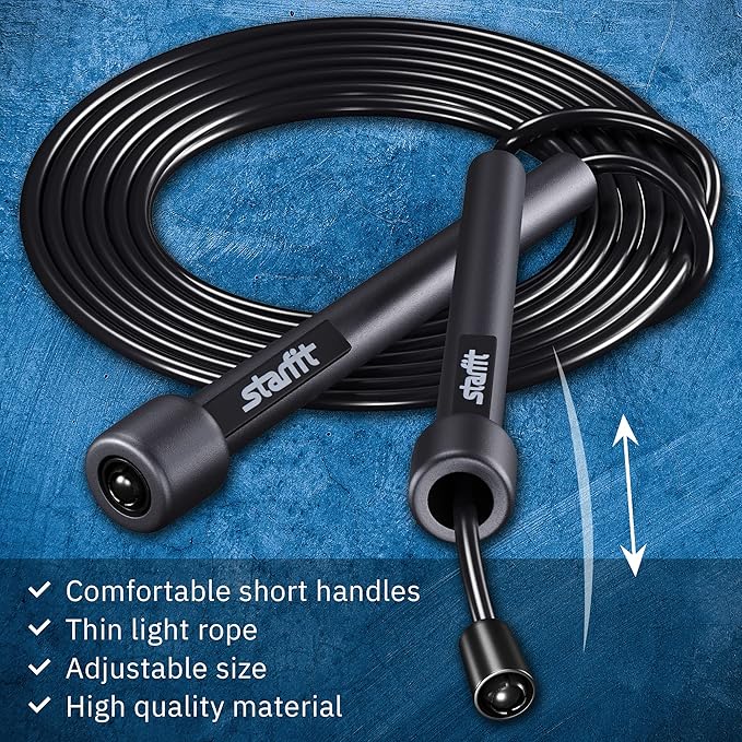 STARFIT Lightweight Jump Rope for Fitness and Exercise, Adjustable Jump Ropes with Plastic Handles, Cardio and Endurance Training, Jumping Rope for Workout-StrideForce Fitness