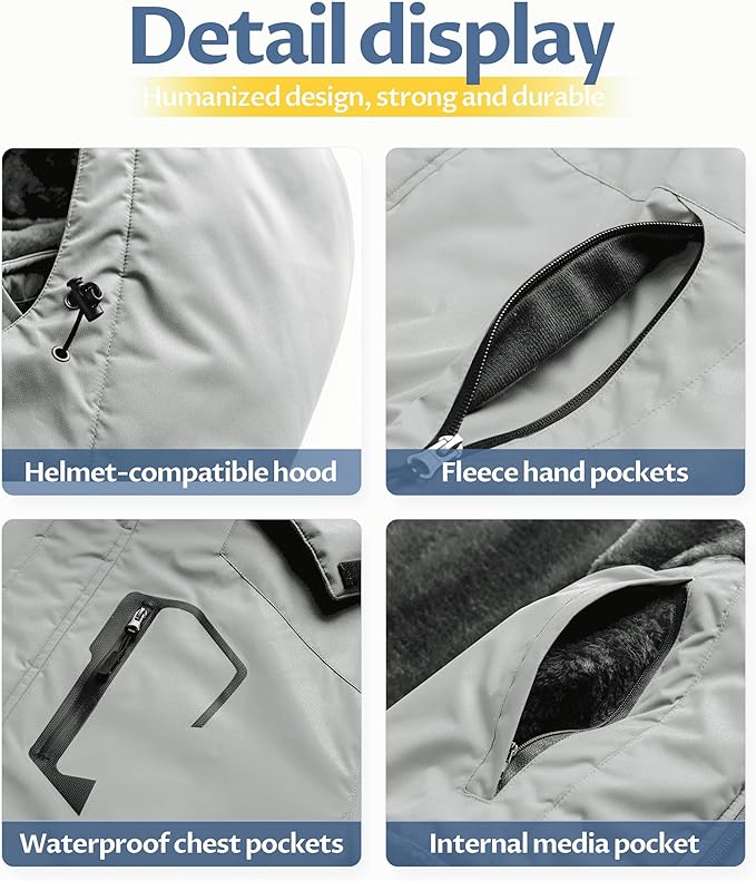 CREATMO US Men's Mountain Waterproof Ski Jacket - Windproof Snowboarding Warm Winter Coat Raincoat-StrideForce Fitness