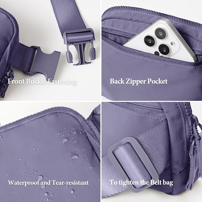 ODODOS Unisex Mini Belt Bag with Adjustable Strap Small Fanny Pack for Workout Running Traveling Hiking, Ultra Violet-StrideForce Fitness