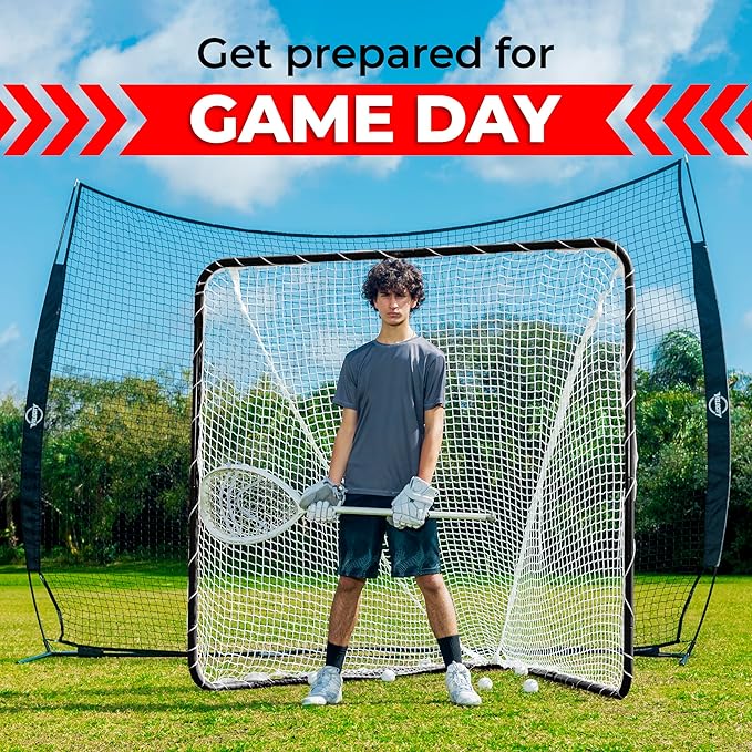 Velocity - Lacrosse Goal - Portable Steel Frame with Black Net, Perfect for Youth and Adult Training, Backyard Design-StrideForce Fitness