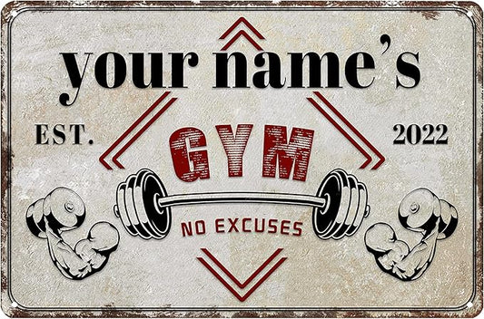 Custom Gym Sign Wall Art Decor Personalized Name Aluminum Metal Sign Retro Workout Room Fitness Center Tin Sign-StrideForce Fitness