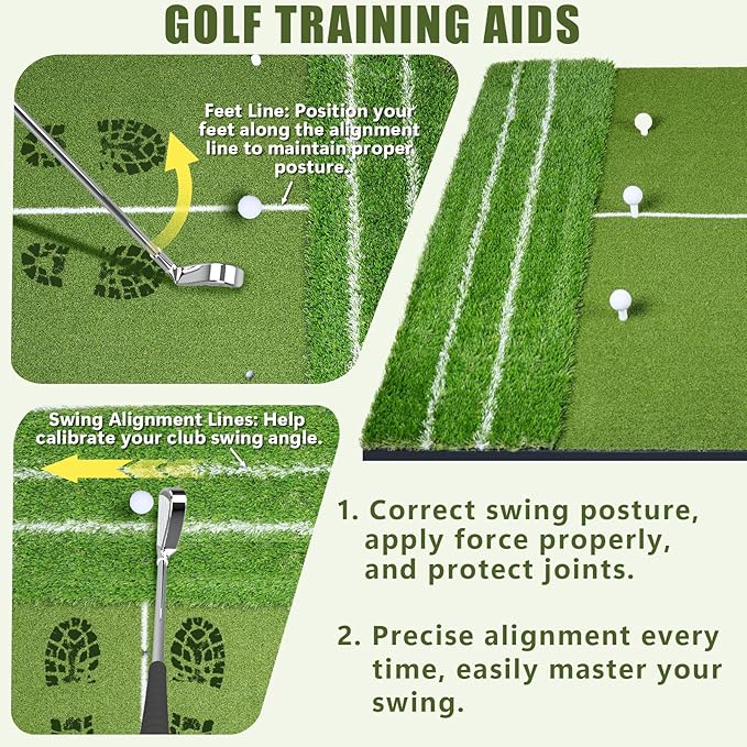 SIOTMERA 23x16IN & 5x4FT Golf Mat, Dual-Turf Golf Hitting Mat with High-Elasticity EVA Anti-Slip Bottom, Anti-Deformation,Reinforced Glue, Ideal for Swing,Chipping Practice,Indoor/Outdoor-StrideForce Fitness