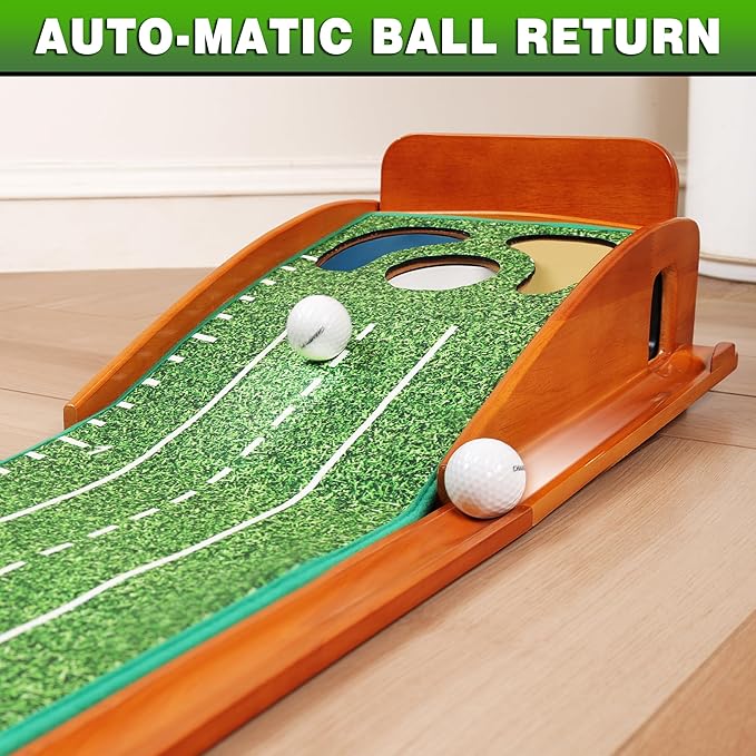 CHAMPKEY Professional Hazard Golf Putting Green Come with Golf Putting Gates and Putting Mirror - Progressive Slope Tech and Noise Reduction Tech Golf Putting Mat-StrideForce Fitness