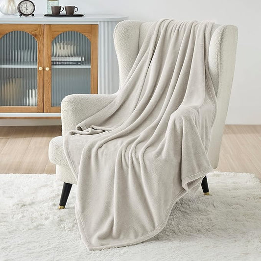 Bedsure Fleece Throw XL Blanket Linen - 300GSM Soft Lightweight Plush Cozy Blankets for Bed, Sofa, Couch, Travel, Camping, 50x70 inches-StrideForce Fitness