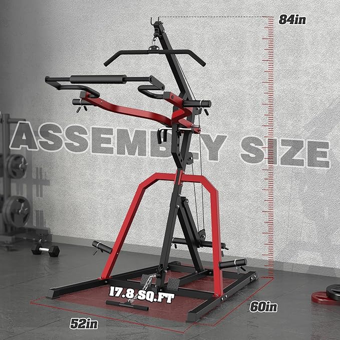 DONOW Leverage Gym Power Rack Squat Rack Lever Gym with LAT Low Row System Home Gym System Workout Station 2:1 Ratio (Without Weight Plates)-StrideForce Fitness