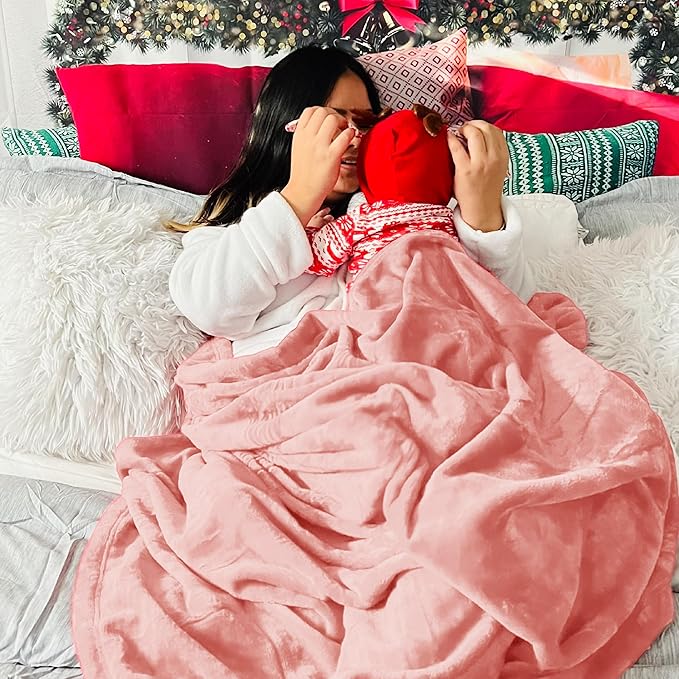Bedsure Fleece King Size Blankets for Bed Pink - Soft Lightweight Plush Cozy Fuzzy Luxury Microfiber, 108x90 inches-StrideForce Fitness