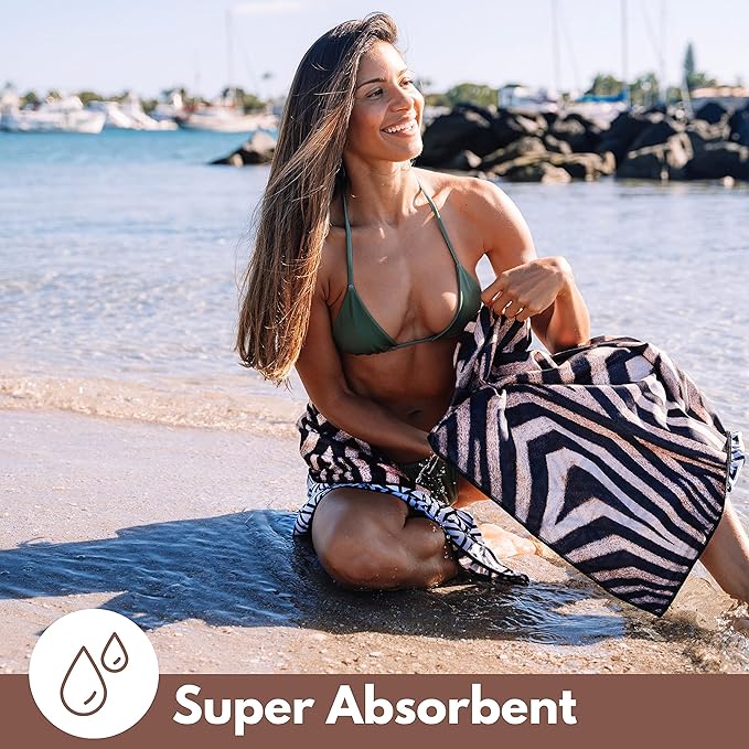 ECCOSOPHY Microfiber Beach Towel - Sand Free Towels are Quick Dry, Light Weight, Super Absorbent - Perfect Pool, Travel, Cruise, Camping Essentials - Oversized Extra Large for Adults 71x35 in-StrideForce Fitness