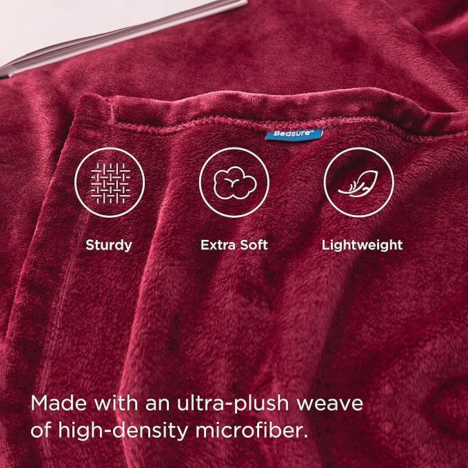 Bedsure Fleece Blanket Twin Size Red - 300GSM Lightweight Plush Fuzzy Cozy Soft Warm Blanket for Bed, Sofa, Couch, Travel, Camping, 60x80 inches-StrideForce Fitness