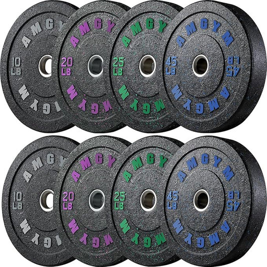 2 Inch Bumper Plates，10-500lbs，Barbell Rubber Olympic Weight Plates Set for Home Gym, Strength Training & Weight Lifting, Multiple Options Colors-StrideForce Fitness