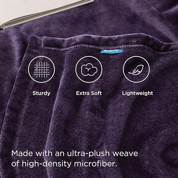Bedsure Fleece Throw Blanket Purple - 300GSM Blankets for Couch, Sofa, Bed, Soft Lightweight Plush Cozy Throws for Toddlers, 50x60 inches-StrideForce Fitness