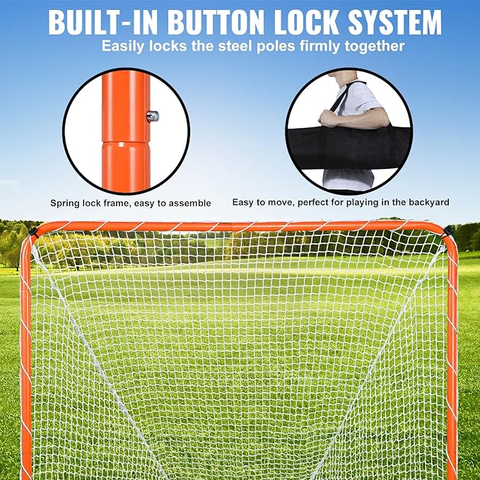 VEVOR Portable Lacrosse Goal - Complete Training Accessory Set with Extended Coverage for Youth and Adults-StrideForce Fitness
