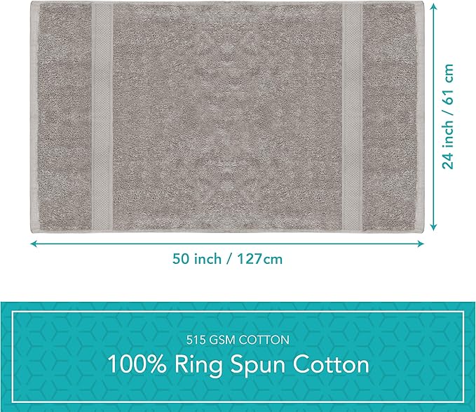 Pleasant Home Bath Towels Set of 6 (24” x 50”) 100% Cotton, 515 GSM | Lightweight, Soft & Absorbent Luxury Towels for Bathroom | for Gym, Pool & Spa | 6 Pack, Gray-StrideForce Fitness