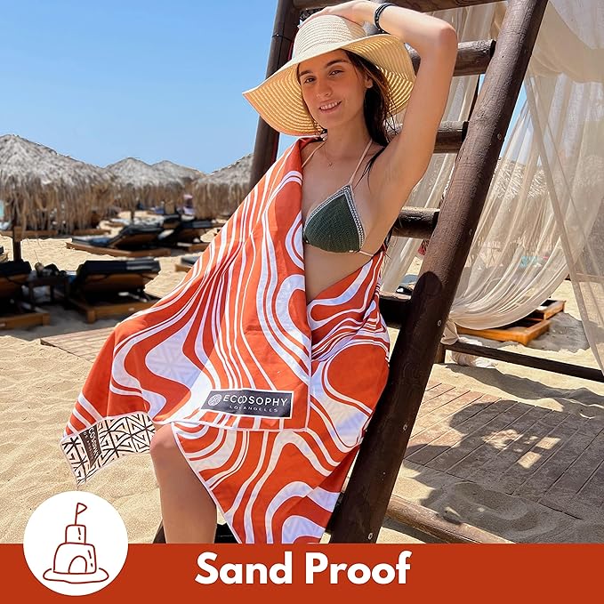 ECCOSOPHY Microfiber Beach Towel - Sand Free Towels are Quick Dry, Light Weight, Super Absorbent - Perfect Pool, Travel, Cruise, Camping Essentials - Oversized Extra Large for Adults 71x35 in-StrideForce Fitness