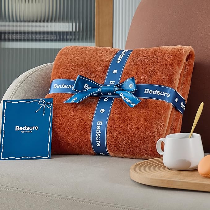 Bedsure Twin XL Fleece Blanket Dorm Bedding - Lightweight Soft Cozy Blankets for Bed, Sofa, Couch, Travel, Camping, Burnt Orange, 66"x90"-StrideForce Fitness