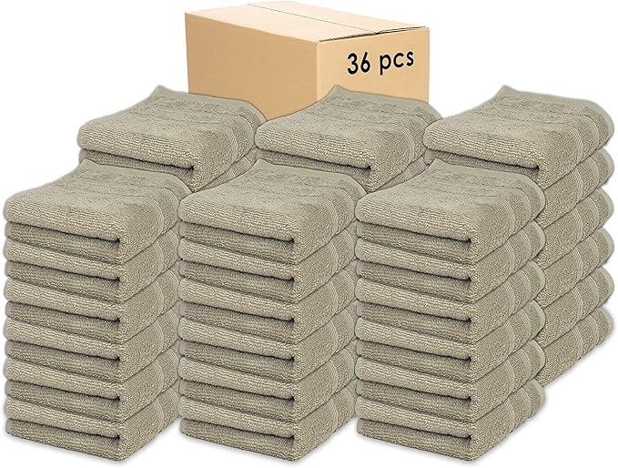Kaufman - Premium Hand Towels Set for Bathroom, Spa, Gym, and Face Towel 100% Cotton Ring Spun, Ultra Soft Feel and Highly Absorbent Towels (Linen, 36-PK)-StrideForce Fitness