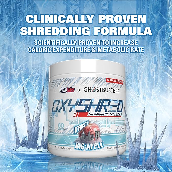 EHP Labs x Ghostbusters OxyShred Pre Workout Powder Supplement - Preworkout Powder with Acetyl L Carnitine, Energy Boost Drink - Frosty Big Apple, 60 Servings-StrideForce Fitness