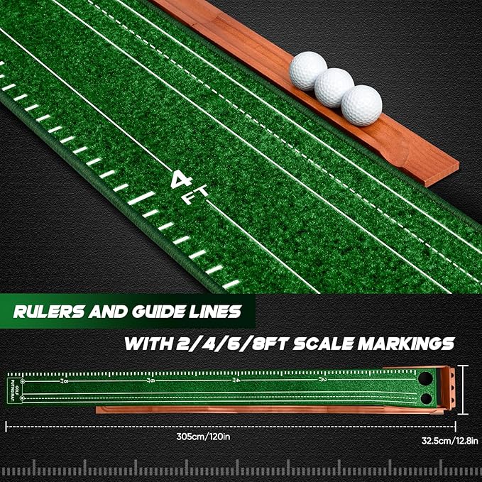 Putting Green Indoor and Outdoor, Golf Putting Mat with Auto Ball Return, Wrinkle-Free & Simulates Real Golf Putting Green - Putting Practice Mat for Office Home, Golf Gifts for Men, Dual-Hole-StrideForce Fitness
