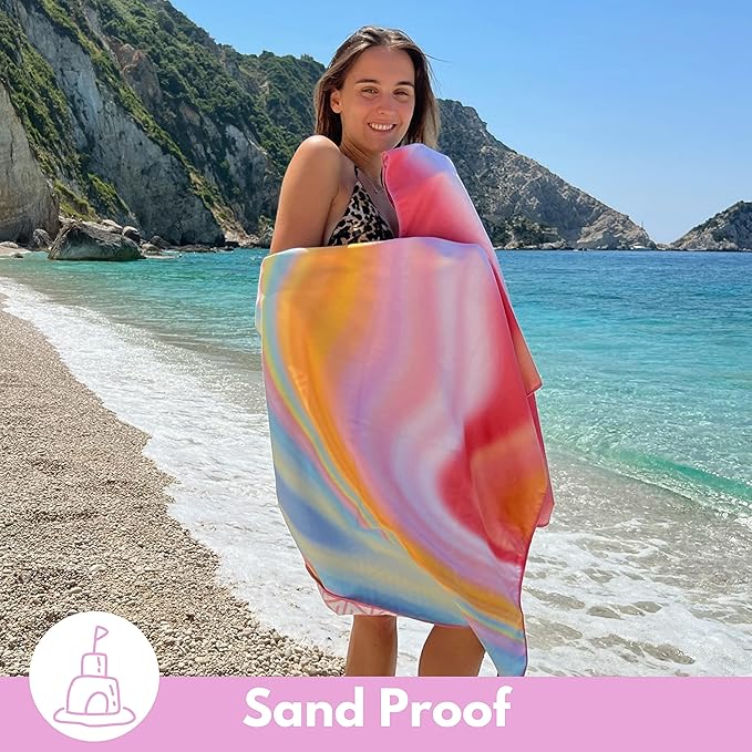 ECCOSOPHY Microfiber Beach Towel - Sand Free Towels are Quick Dry, Light Weight, Super Absorbent - Perfect Pool, Travel, Cruise, Camping Essentials - Oversized Extra Large for Adults 71x35 in-StrideForce Fitness