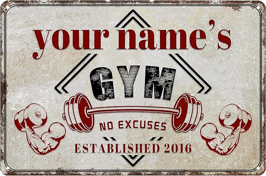 Custom Gym Sign Wall Art Decor Personalized Name Aluminum Metal Sign Retro Workout Room Fitness Center Tin Sign-StrideForce Fitness