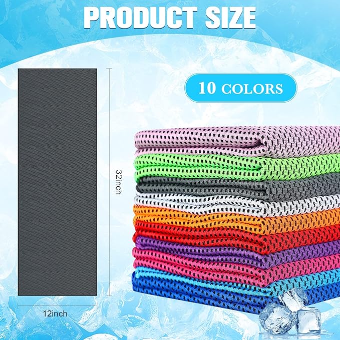 Maitys 500 Pack Cooling Towels for Neck and Face Bulk, 32 x 12 Inch Microfiber Ice Chilly Cold Sports Towel Breathable Workout Rags for Hot Weather Gym Yoga Golf Beach Running-StrideForce Fitness