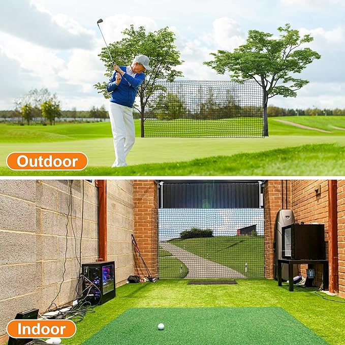 Nylon Golf Net 10-50ft - Practice Hitting Net With Rope and Carabiners, Durable Weatherproof Barrier for Baseball, Hockey, Soccer-StrideForce Fitness