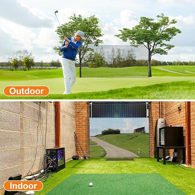 Nylon Golf Net 10-50ft - Practice Hitting Net With Rope and Carabiners, Durable Weatherproof Barrier for Baseball, Hockey, Soccer-StrideForce Fitness