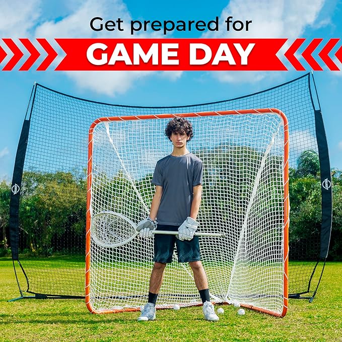 Velocity - Lacrosse Goal - Portable Steel Frame with Black Net, Perfect for Youth and Adult Training, Backyard Design-StrideForce Fitness