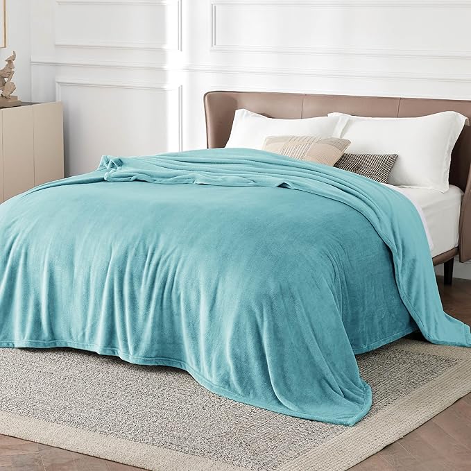 Bedsure Fleece Bed Blankets Queen Size River Blue - Soft Lightweight Plush Fuzzy Cozy Luxury Blanket Microfiber, 90x90 inches-StrideForce Fitness