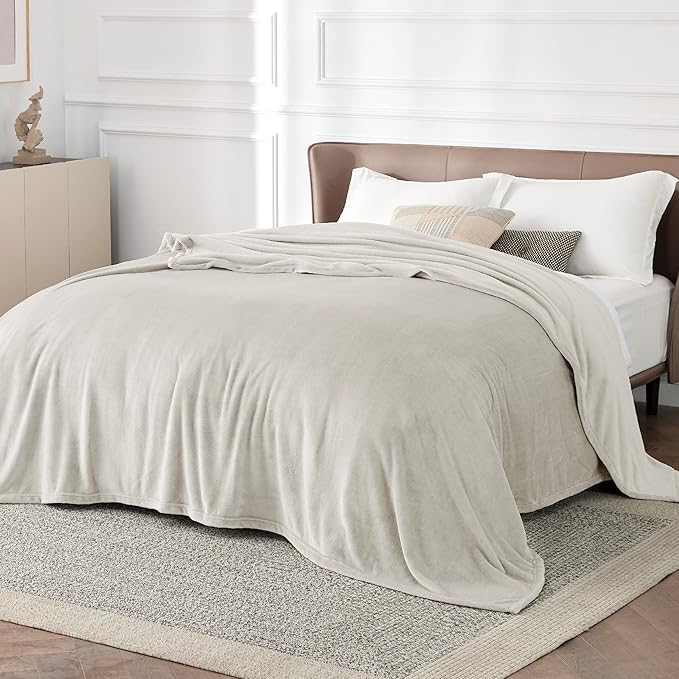 Bedsure Fleece Blanket California King Size Linen - Lightweight Plush Fuzzy Cozy Soft Bed Blankets, 102x96 inches-StrideForce Fitness