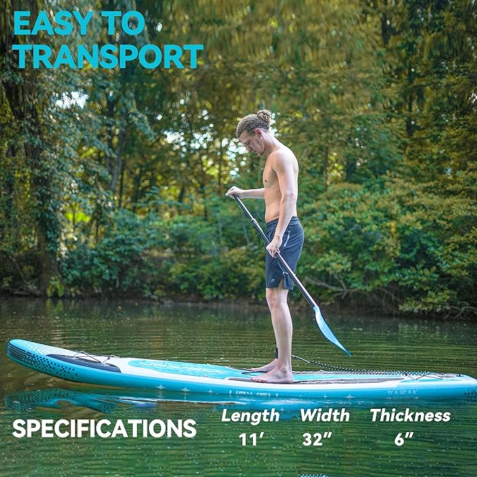 UPWELL 10'6"/11'/11'6" Inflatable Paddle Board, Stand Up Paddlboard for Youth & Adults, Stable Design, Premium SUP Accessories, Backpack, Leash, Hand Pump, Fins-StrideForce Fitness