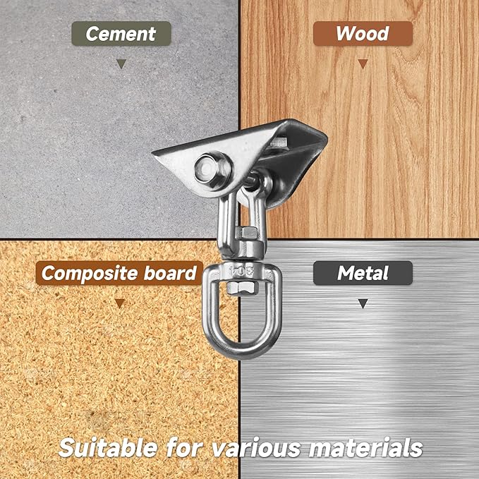 Heavy Duty Swing Hangers for Wooden Sets 2000 LB Capacity Hammock Hanger 360 Swivel Stainless Steel Swing Hardware Accessories 2 Packs for Porch Playground Yoga Heavy Bag-StrideForce Fitness