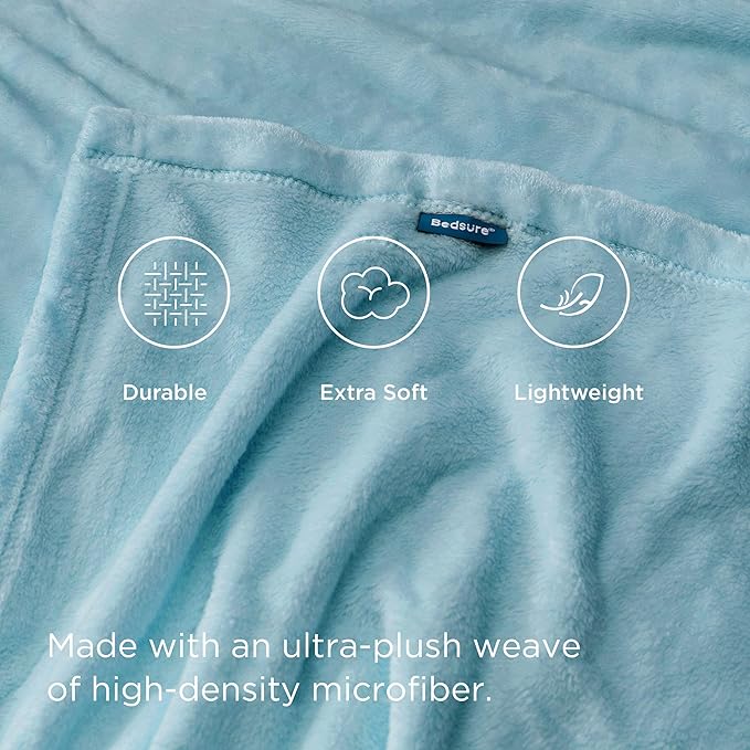 Bedsure Fleece Blankets Twin Size River Blue - 300GSM Lightweight Plush Fuzzy Cozy Soft Blanket for Bed, Sofa, Couch, Travel, Camping, 60x80 inches-StrideForce Fitness