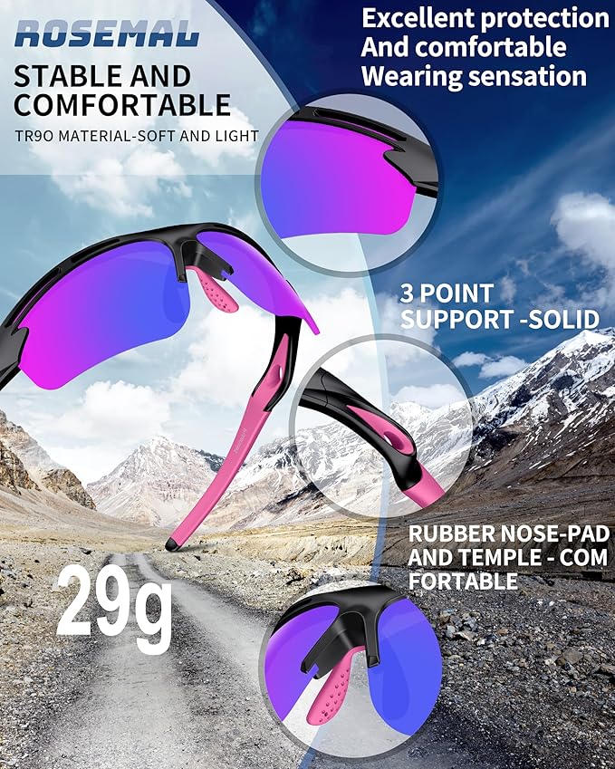 Polarized Sports Sunglasses for Men Women,UV400 Protection Sunglass for Running Cycling Fishing Hiking TR90-StrideForce Fitness