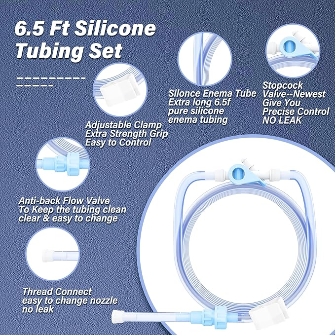 TopQuaFocus 3Qt Home Coffee Enema Bag kit with 6.5FT Silicone Tube Portable Enema Bag for Men Women Colon Cleansing Shower Enemas-StrideForce Fitness